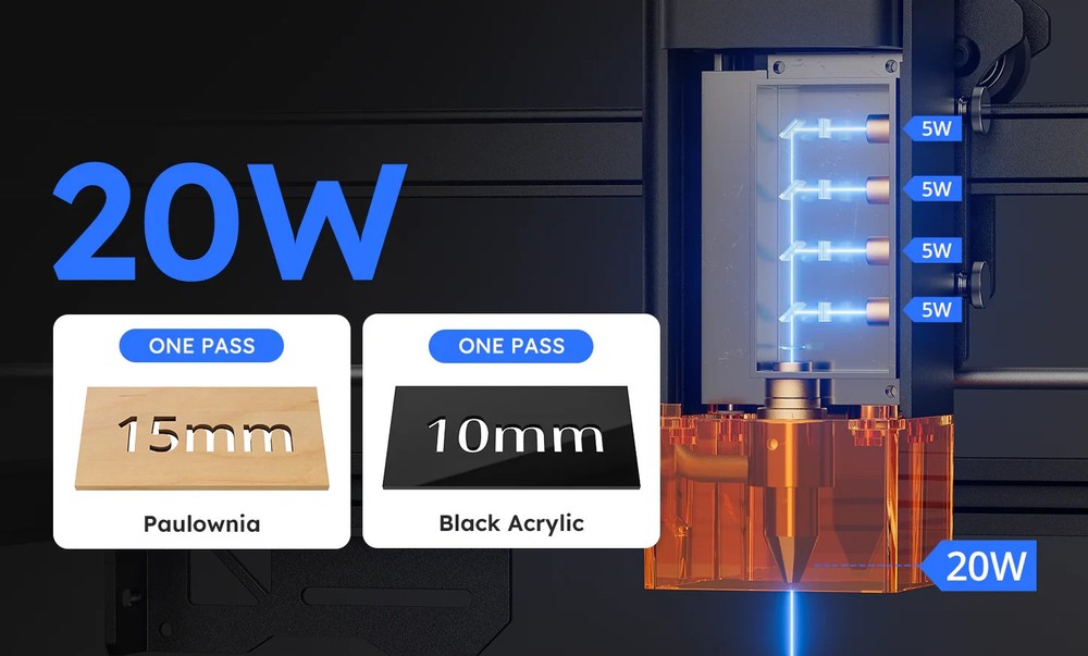 Used AtomStack A20 Pro V2 Laser Engraver 400mm/s High Speed 0.01mm Precision