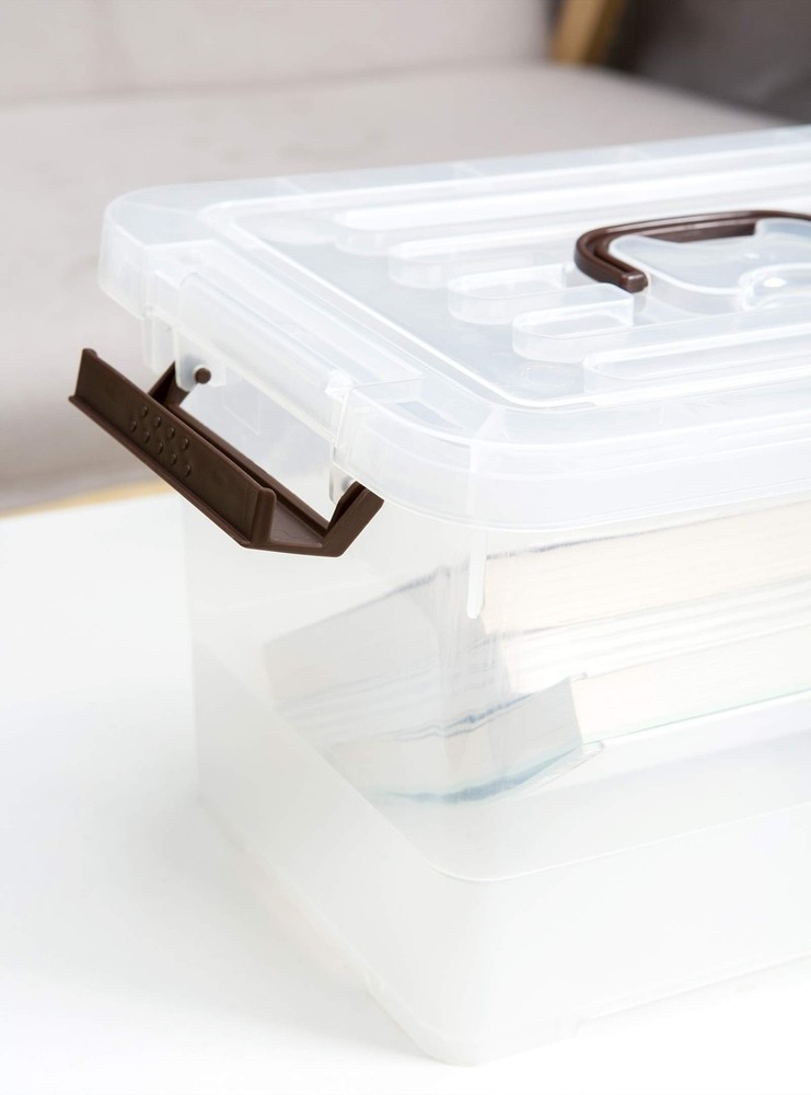 4 Pack-Plastic Storage Bins with Lids and Handle, Clear Plastic Latching Box ...