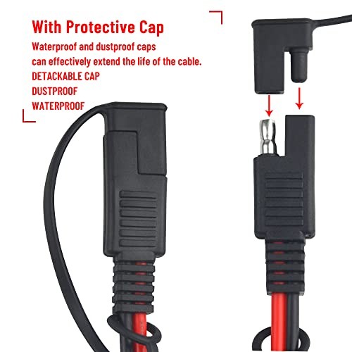 3 PCS SAE Connector 14AWG SAE Extension Cable 2 Pin Single Plug Quick