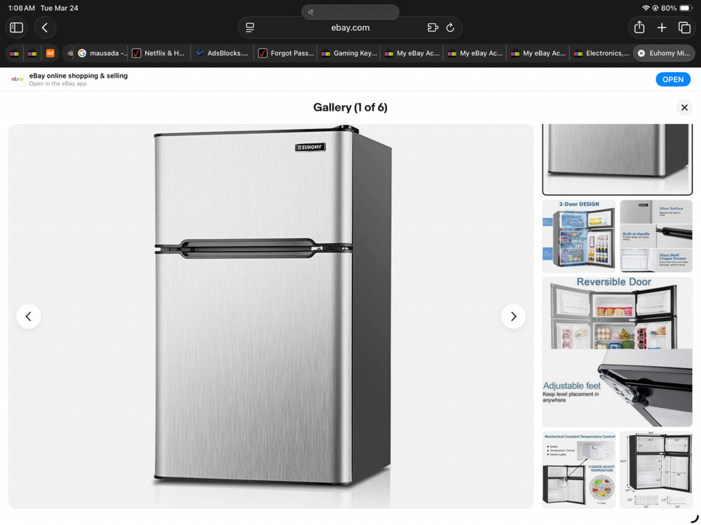 Euhomy Mini Fridge with Freezer, 3.2