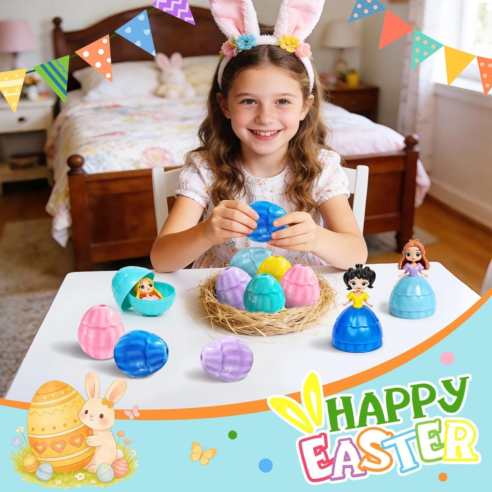 12 PCS Princess Prefilled Easter Eggs Easter Basket Stuffer Hunting Egg for K...