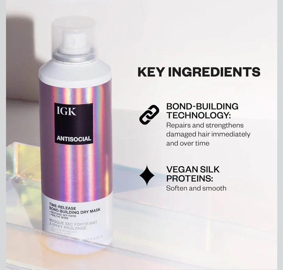 IGK Antisocial Overnight Bond-Building Dry Hair Mask 5 oz. BUY MORE & SAVE 🩷
