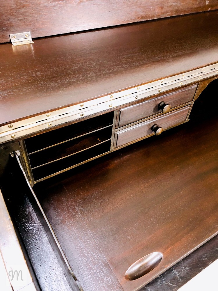H.E. Shaw Spinet Writing Desk in solid dark Mahogany c.1900