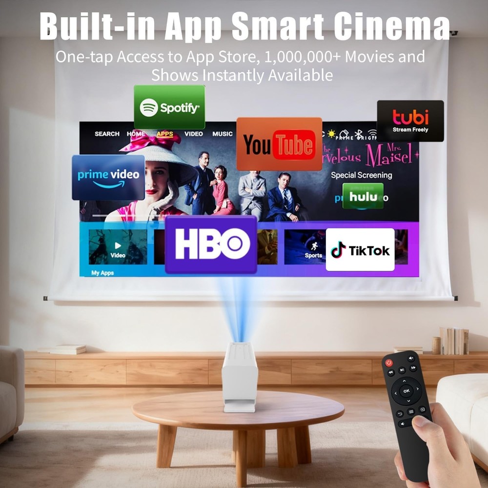[Smart Projector with Apps] 4K Supported Mini Projector with Wifi and Bluetoo...