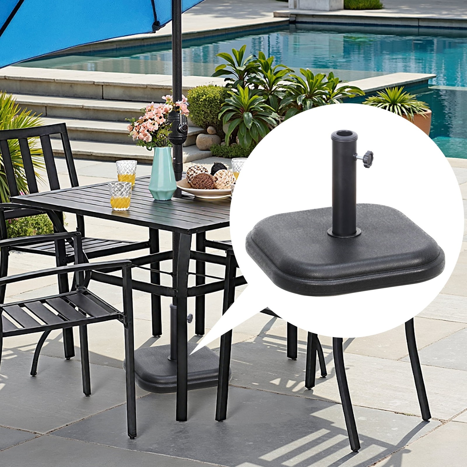 24 lb. Square Patio Umbrella Base Outdoor Umbrella Stand For Use