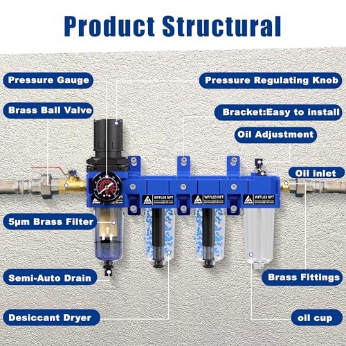 3/8" NPT Compressed Air Filter Regulator Lubricator Combo,Air Compressor Dryer