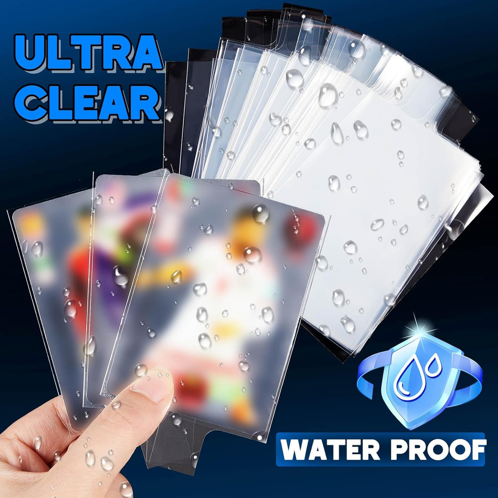 500 Pack Tabbed Sleeves Holders with Pull Tab Trading Card Sleeves for Grading