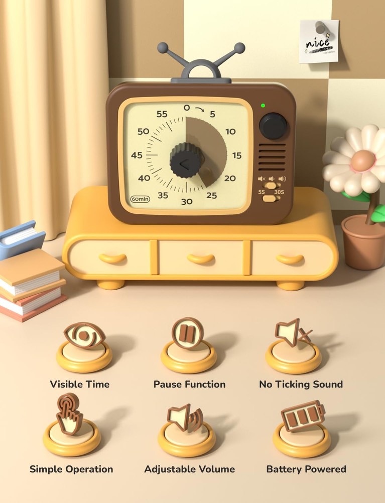 LIORQUE Visual Timer for Kids with Pause Function, 60Minute Countdown Timers ...