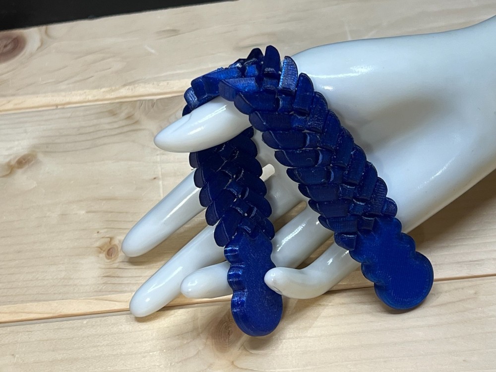 Blue snake skin texture Chotki handmade 3D printed Size 21 cm 31 gram