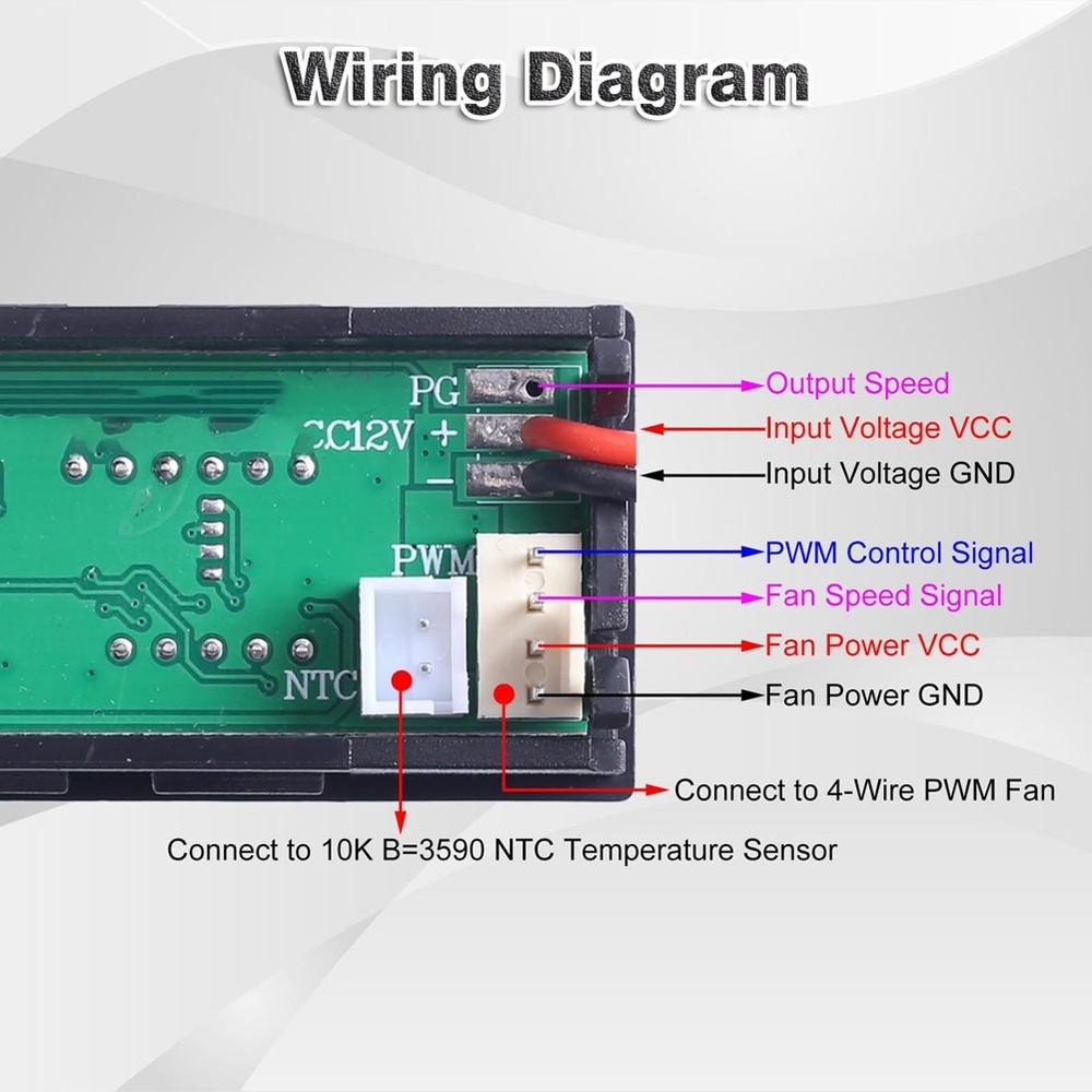Fan Temperature Controller,DC 12V PWM 4-Wire Fan Speed Controller Module2990