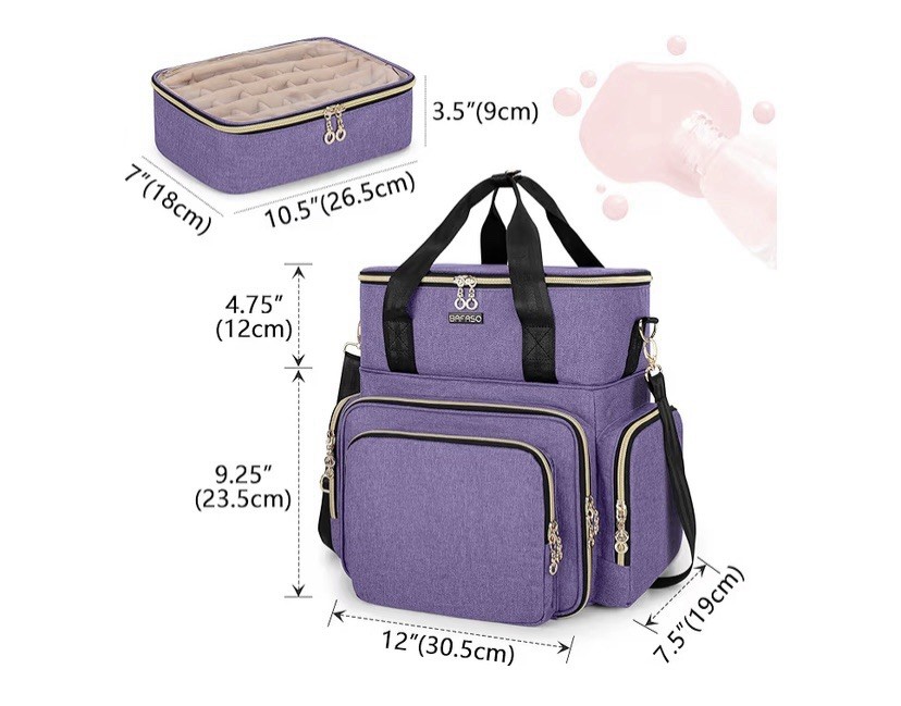 Bafaso Purple Cosmetics Case with Compartments and Removable Insert