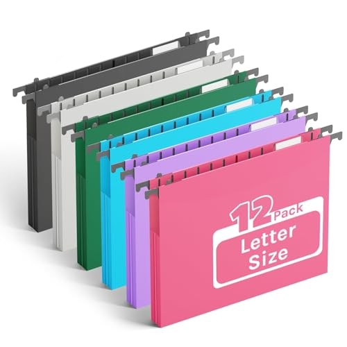 Extra Capacity Plastic Hanging File Folders,1" Assorted Color With Side