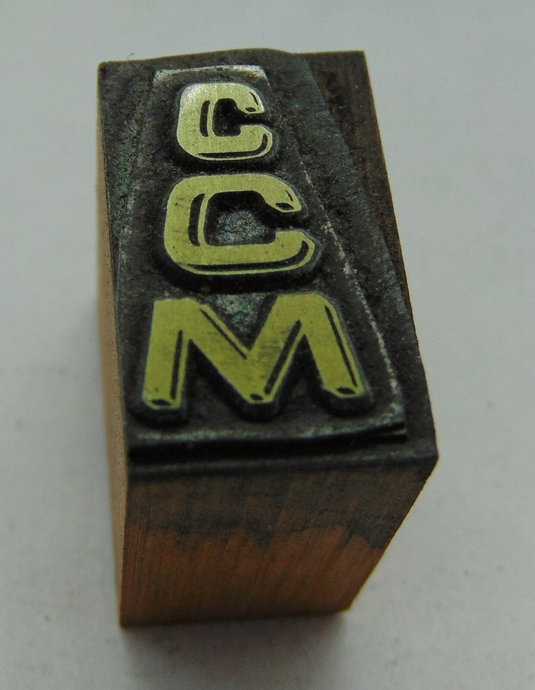 Printing Letterpress Printers Block CCM Initials
