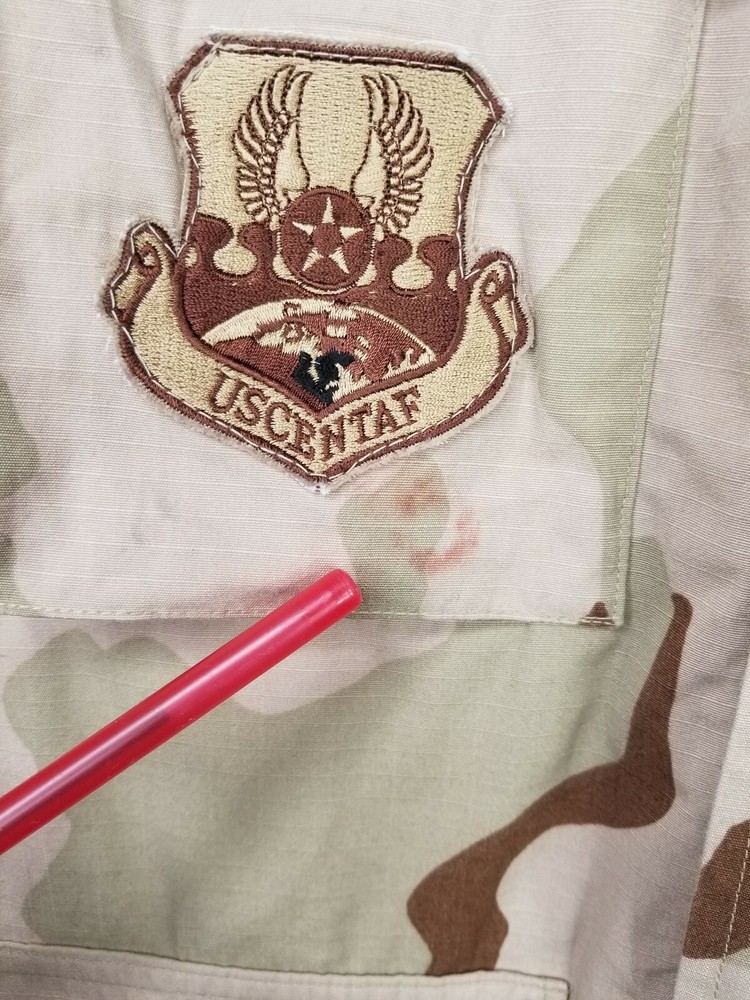 USAF Air Force Desert Camouflage Jacket USCENTAF Patch "chocolate chip" Medium