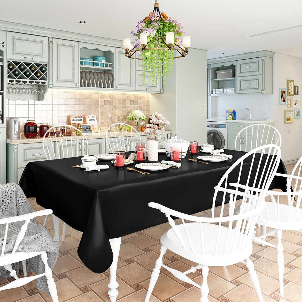 homing Rectangle Vinyl Tablecloth, Waterproof 84" x 60" (Rectangular), Black