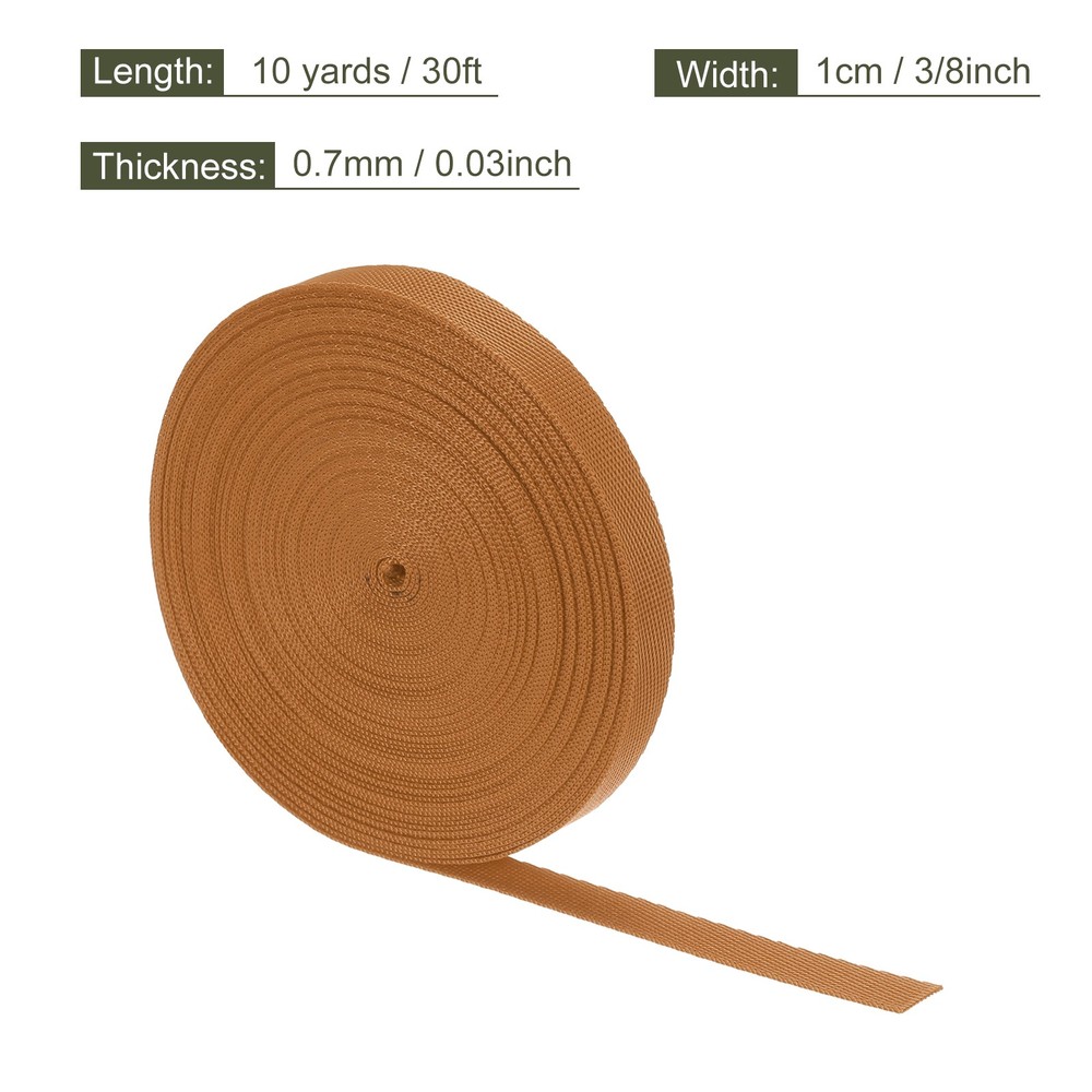 Flat Nylon Webbing Strap 3/8 Inch 10 Yards Tea Brown for Backpack