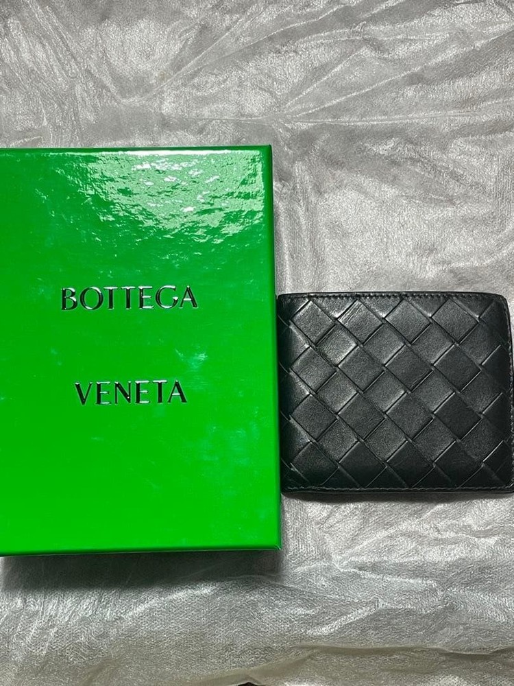 Bottega Veneta Black Leather Bi-Fold Wallet