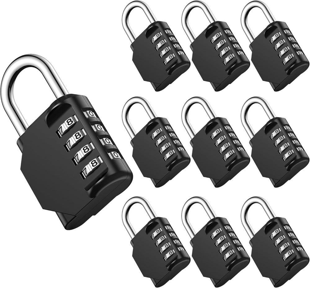 Combination Lock 10 Pack 4 Digit Waterproof Locker Locks Secure Outdoor Padlock