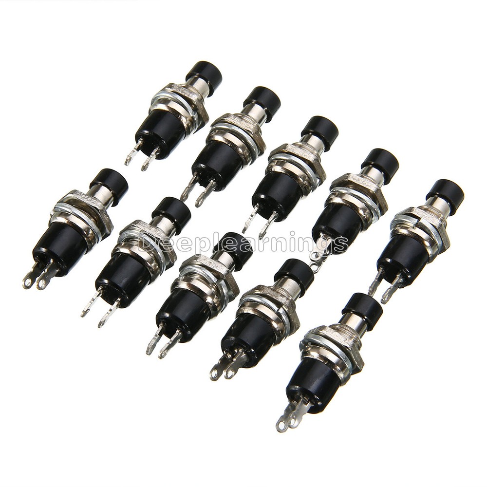 10PCS X Black PBS-110 ON/OFF Push button Mini Lockless Momentary Switch