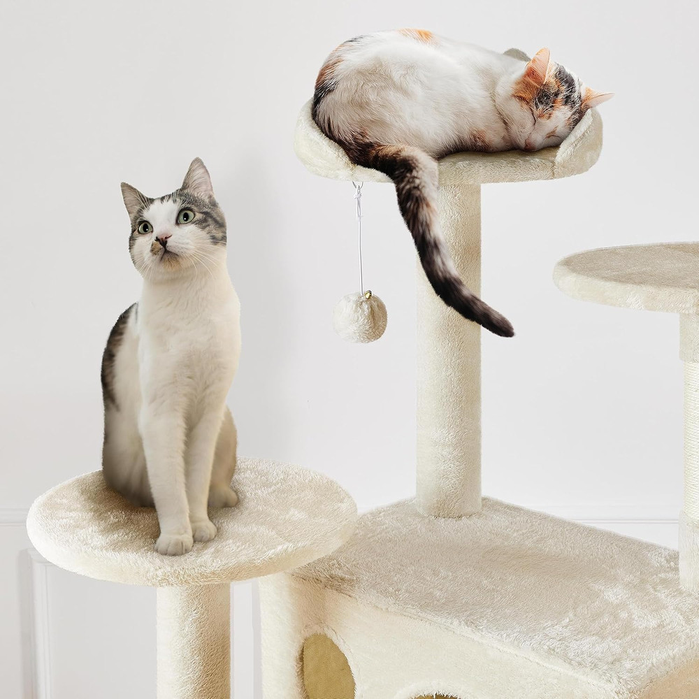 XL Cat Tree, 80In Multi-Level Cat Tower W/Cat Scratching Posts, Double Cat Condo