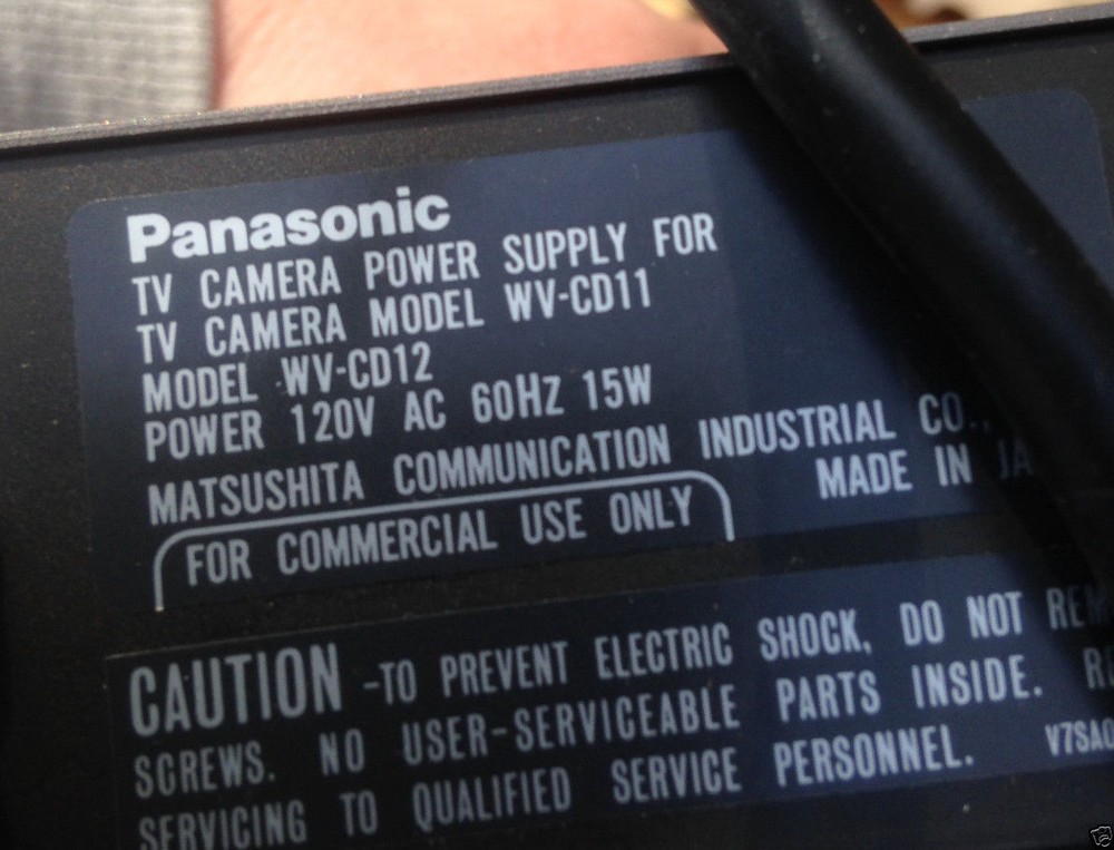 Panasonic Video Camera System Power Supply WVCD11 ONLY