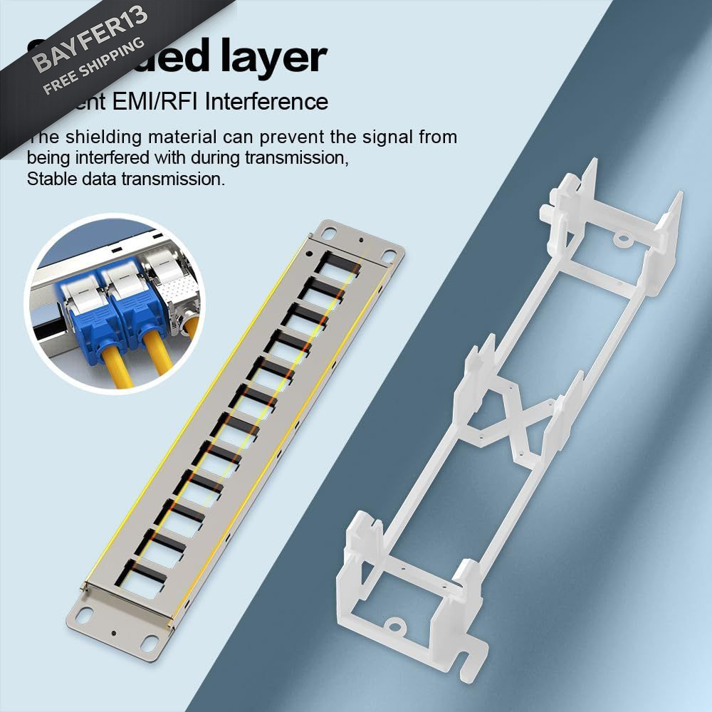 Enmane 12 Port Blank Keystone Patch Panel Wall Panel, 1u12Port