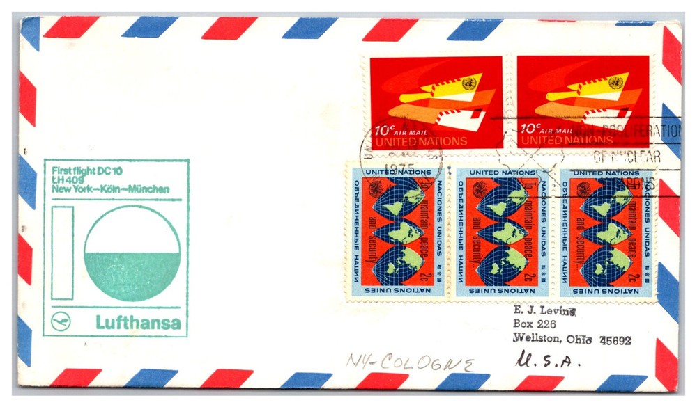 UNITED NATIONS UN Flight Cover Airmail Border  (UNF14