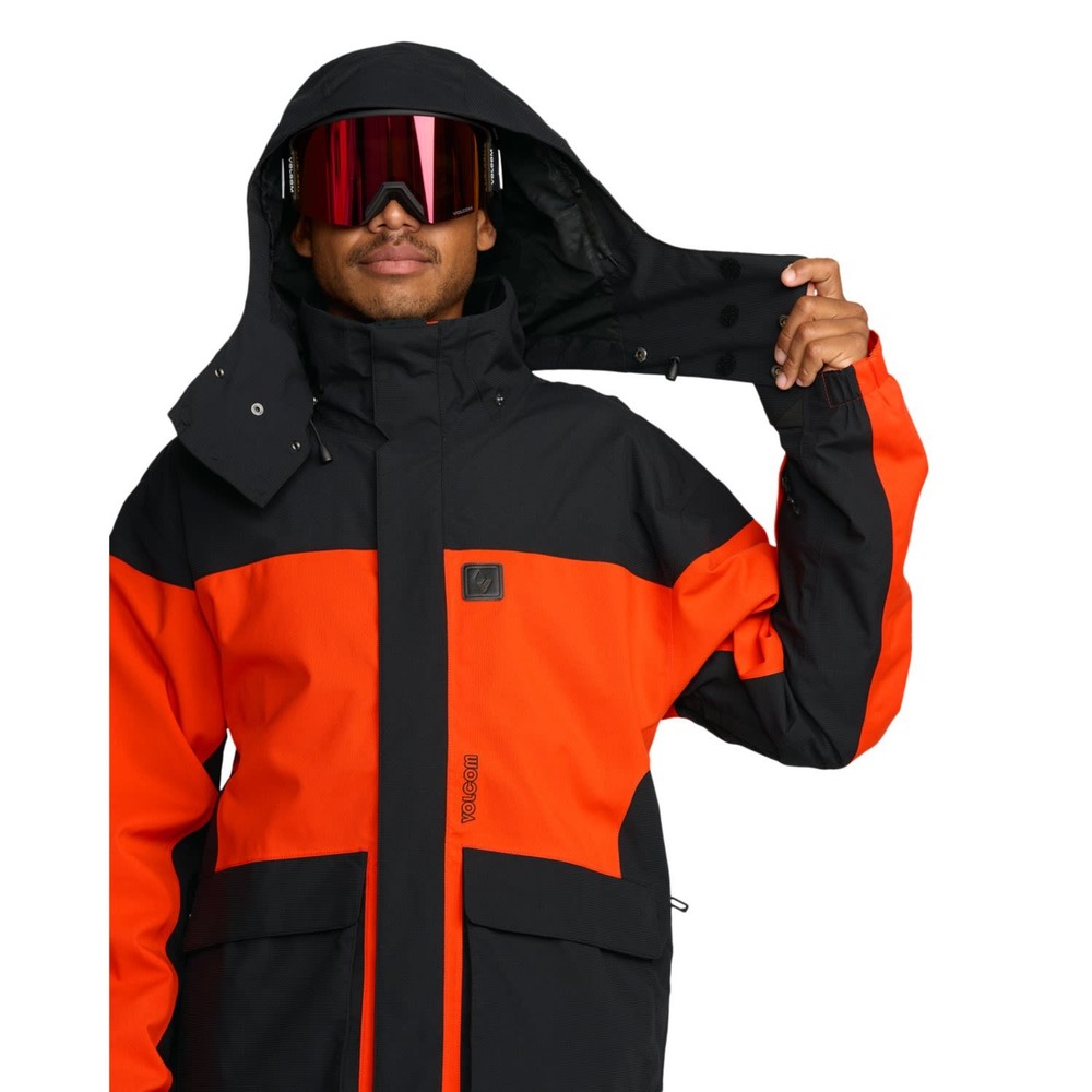Volcom Kleveland Men's Winter Jacket, Orange Shock, Large