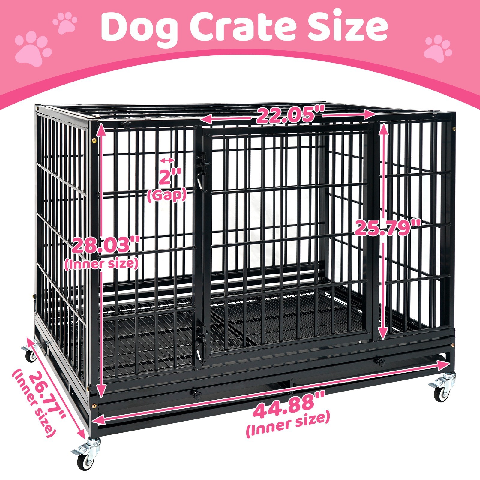 47 in Large Dog Crate Dog Kennel Indoor Stackable, Big Dog Cage for Large Dogs