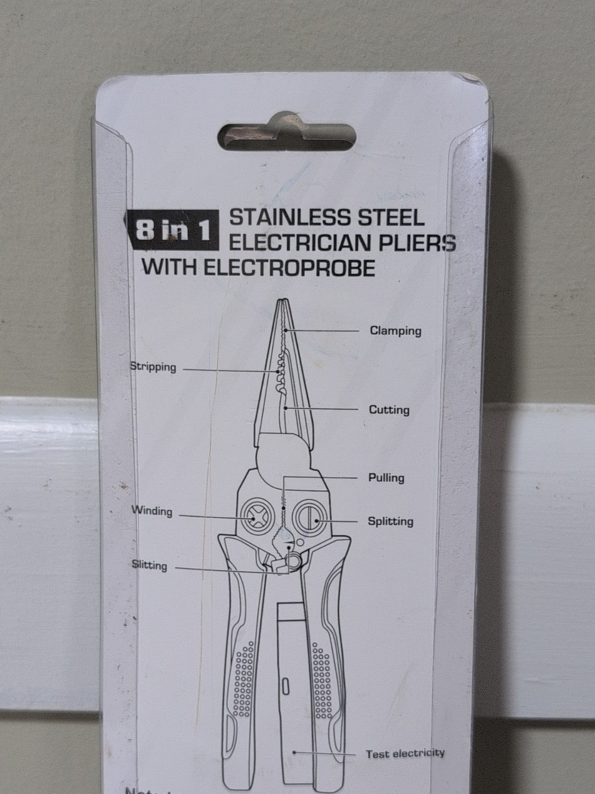 Seese 8 in 1 Stainless Steel Electrician Pliers w/ Electroprobe - Green - NEW