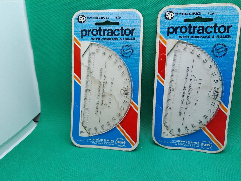 Sterling Protractor #520 1972 dated Borden lot 2 compass ruler NOS
