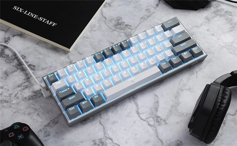 RGB Gaming Keyboard 61 Keys Compact Mechanical Keyboard Linear Red Switch