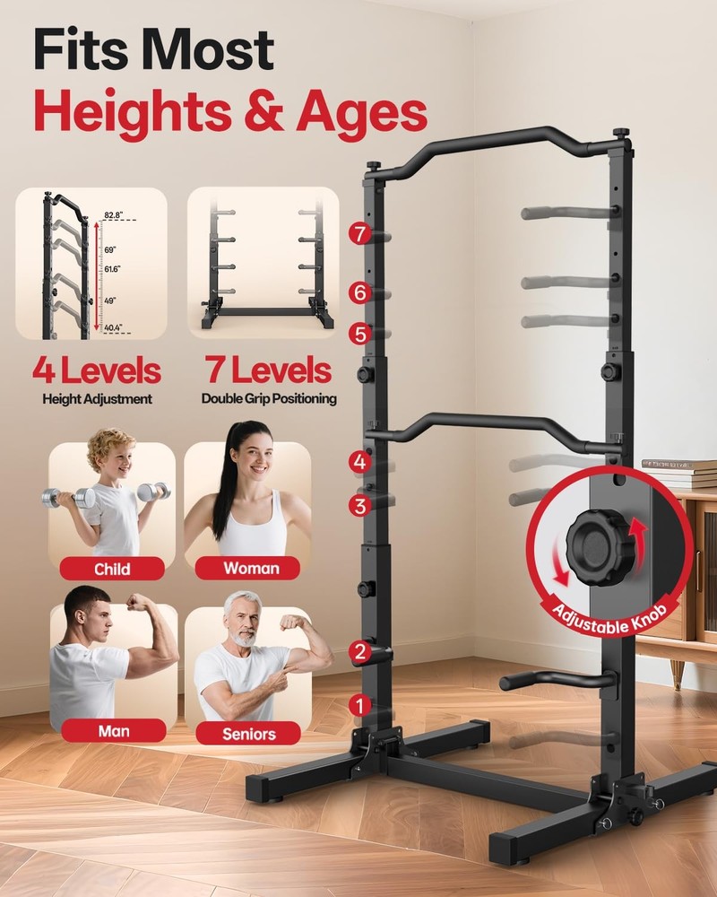 Foldable Pull Up Dip Station, Pull Up Bar Free Standing for Home Gym, 450LBS ...