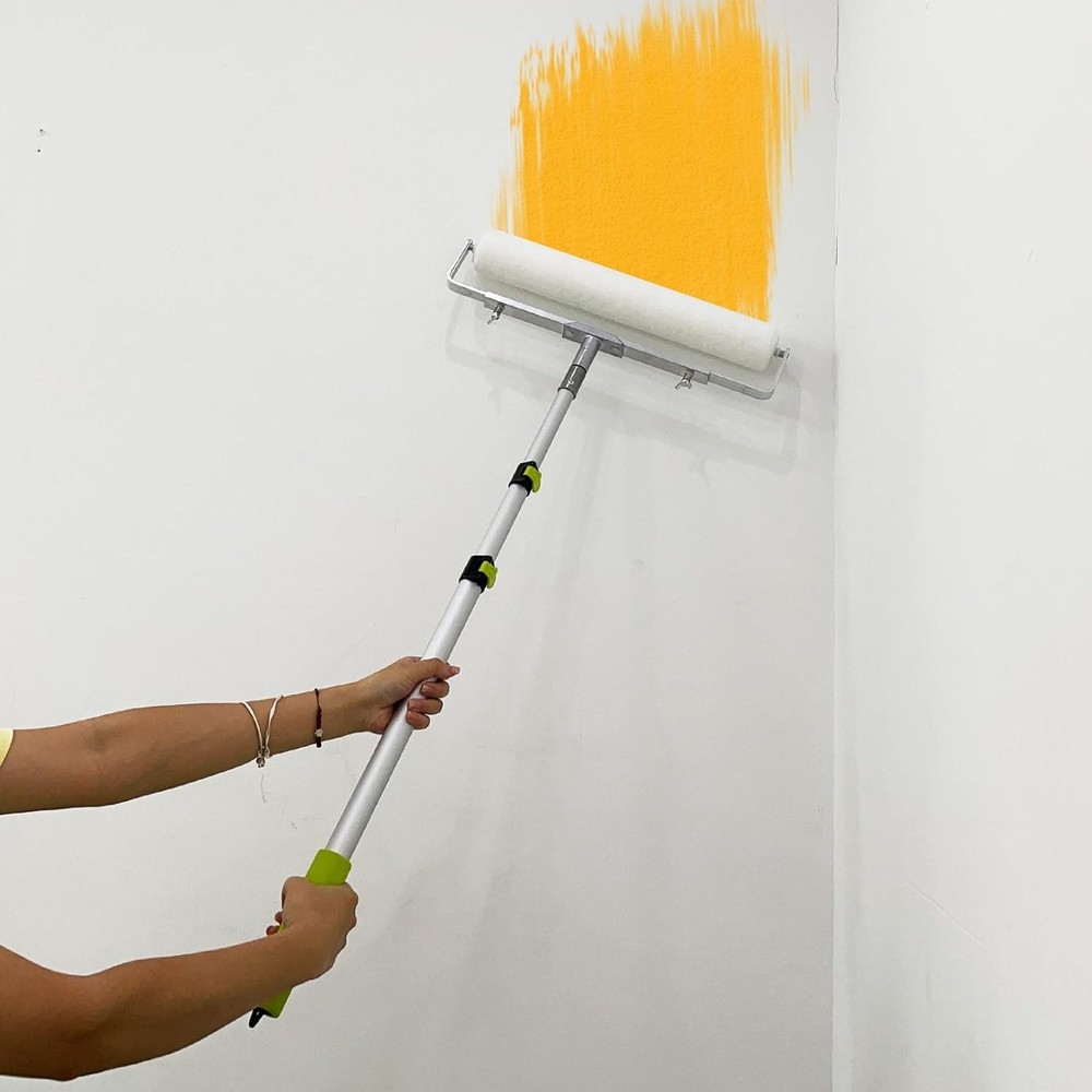 7 Pcs 18 Inch Paint Roller Kit, 14"-25" Adjustable Roller Frame, 2-4.7ft Thicken