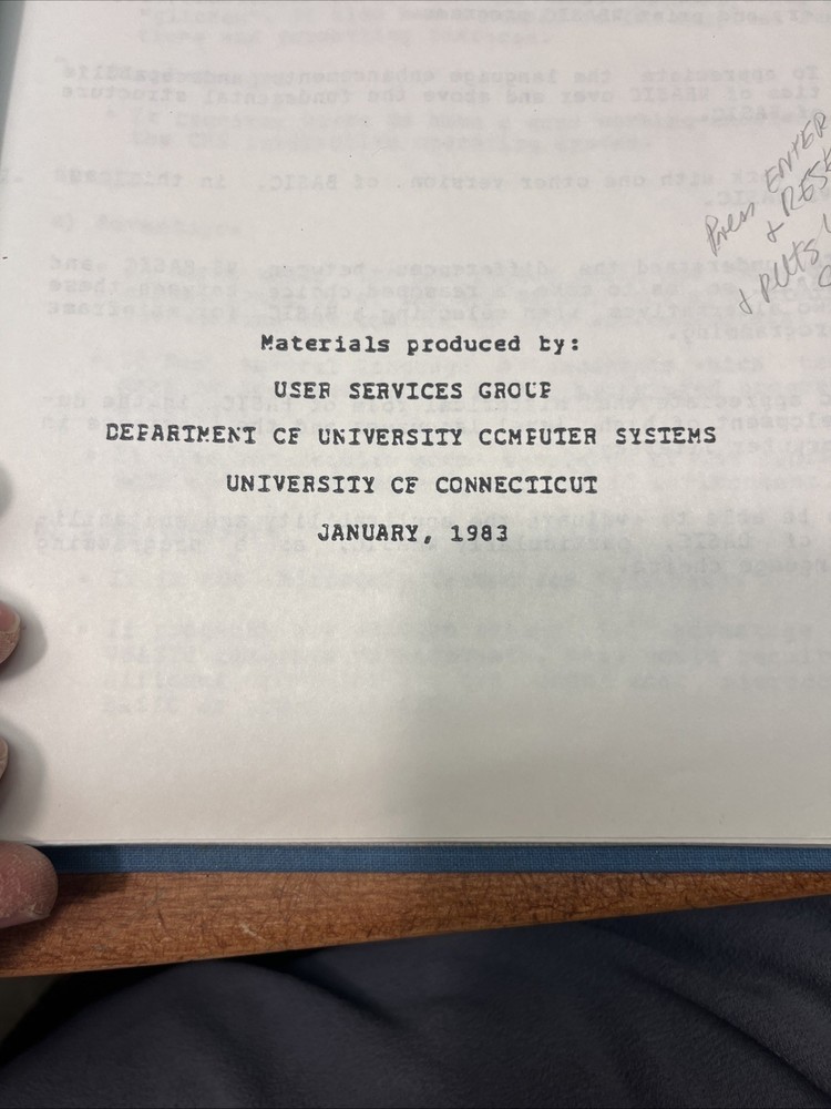 Vintage 1983 IBM BASIC CMS UCONN Course Training Binder VM MVS XEDIT Manual