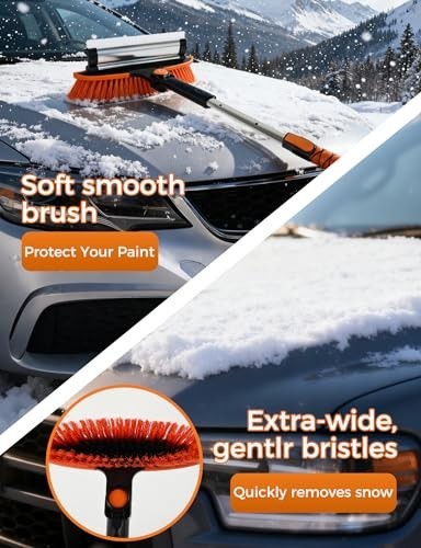 41" Extendable Ice Scraper & Snow Brush - 2-in-1 Car Windshield Tool, Ergonomic