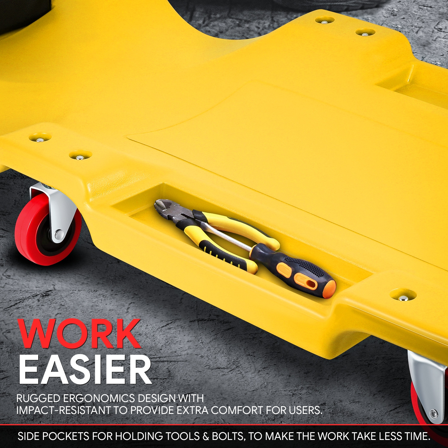 36"X17" Low Profile Automotive Creeper Garage Mechanic Rolling Under Car Yellow