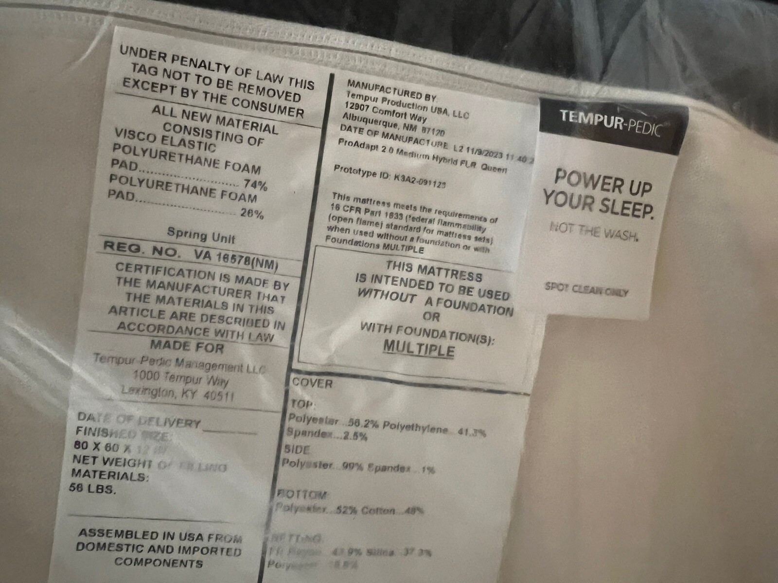 TempurPedic PRO ADAPT HYBRID 2.0 MEDIUM QUEEN MATTRESS NEW CLEARANCE FAST SHIP