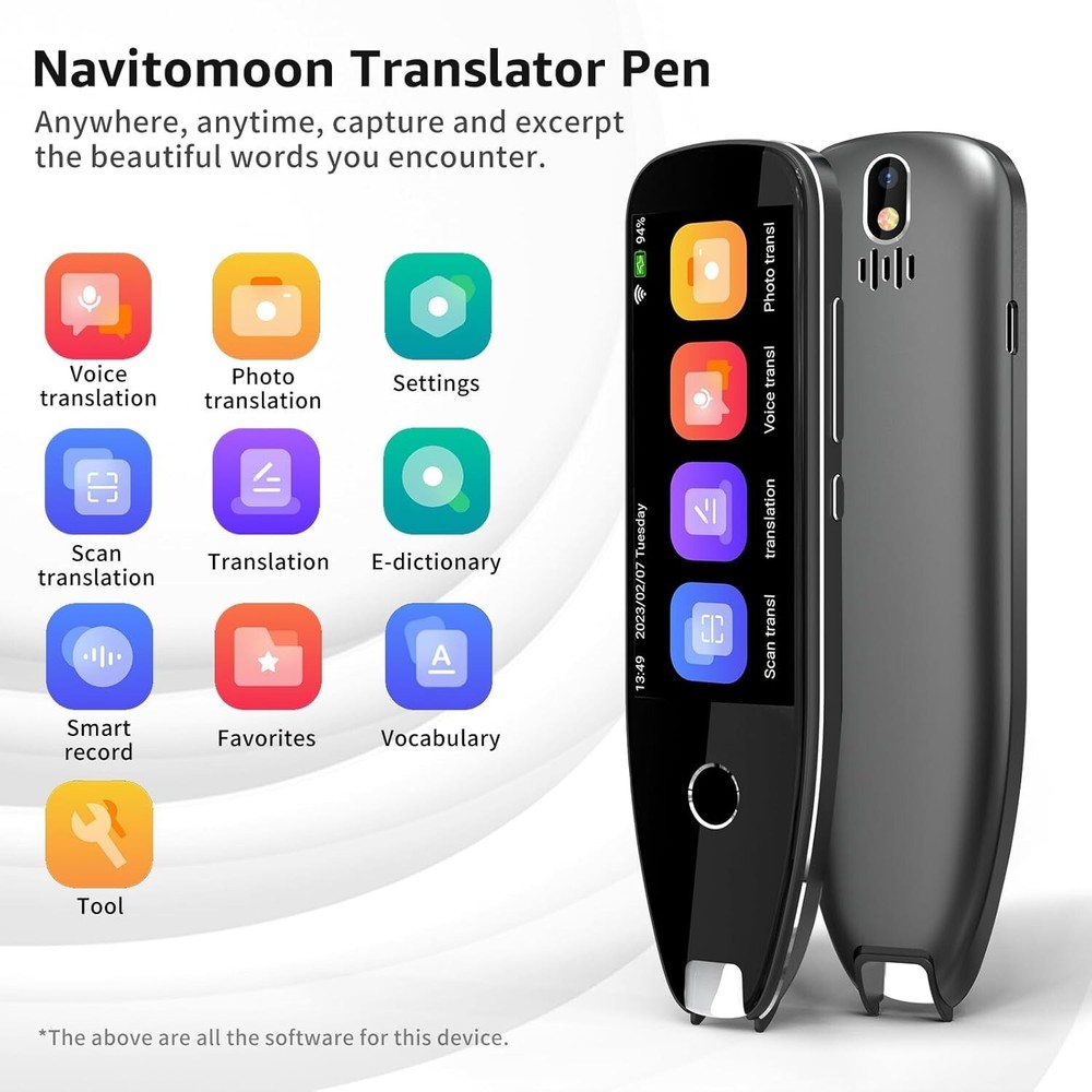 Navitomoon S7 Language Translator Pen, OCR Digital Pen Reader, Text