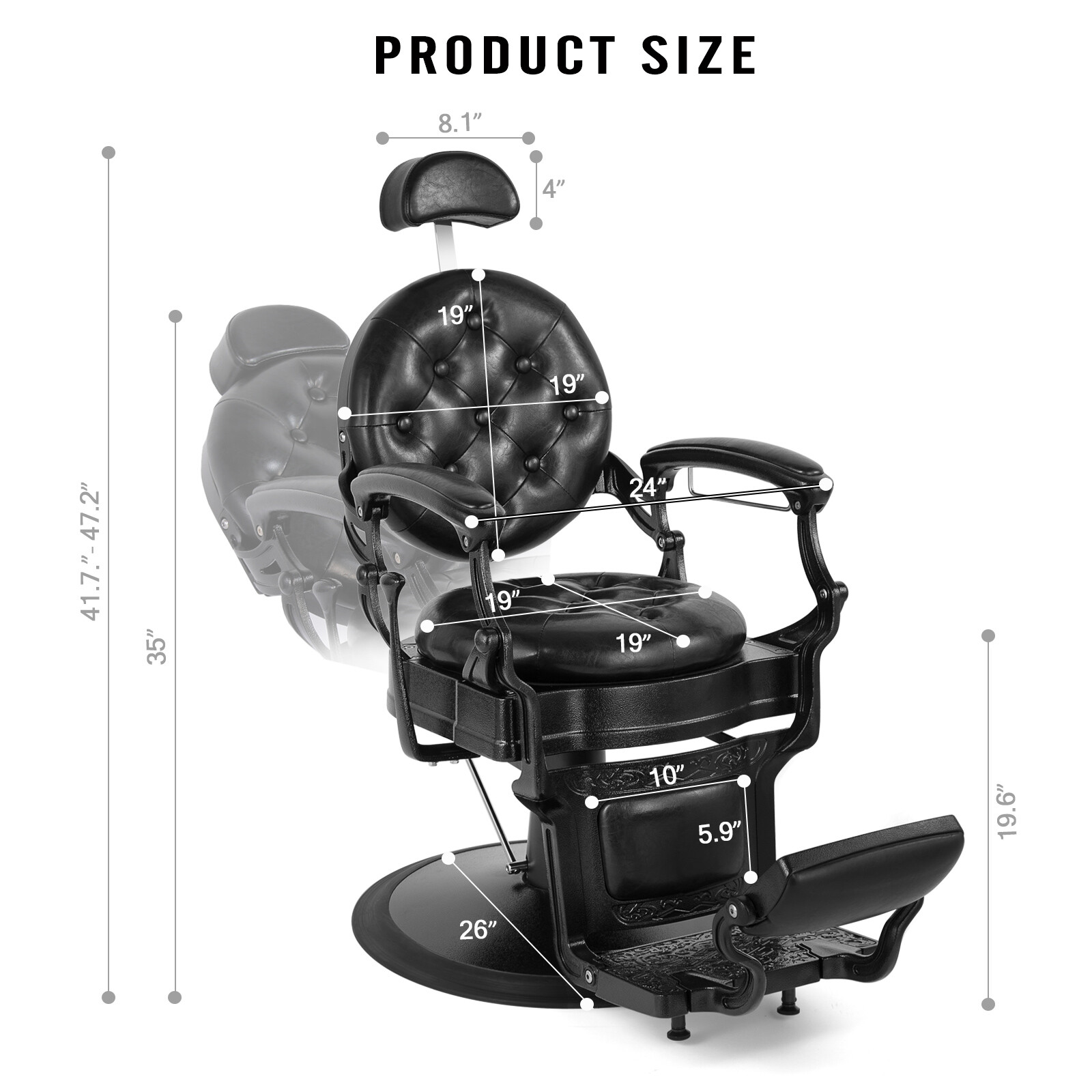 Vintage HeavyDuty Hydraulic Barber Chair All Purpose Recline Beauty SalonStyling