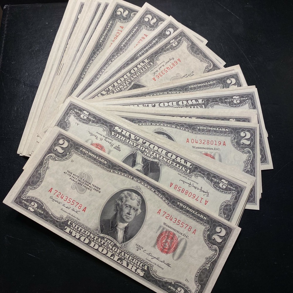 ✯ Two Dollar Red Seal $2 Bill UNC CU✯ From Pack Consecutive Uncirculated Note ✯✯