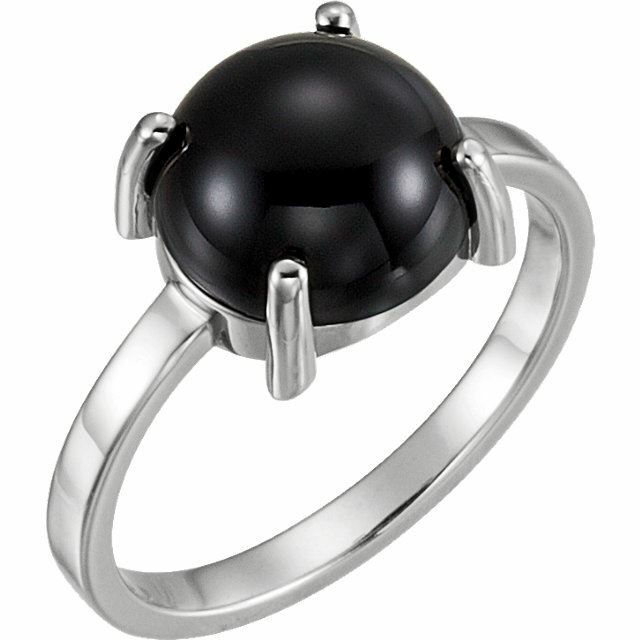 Sterling Silver Round Cabochon Cut Solitaire Ring Setting - Classic Style Ring M