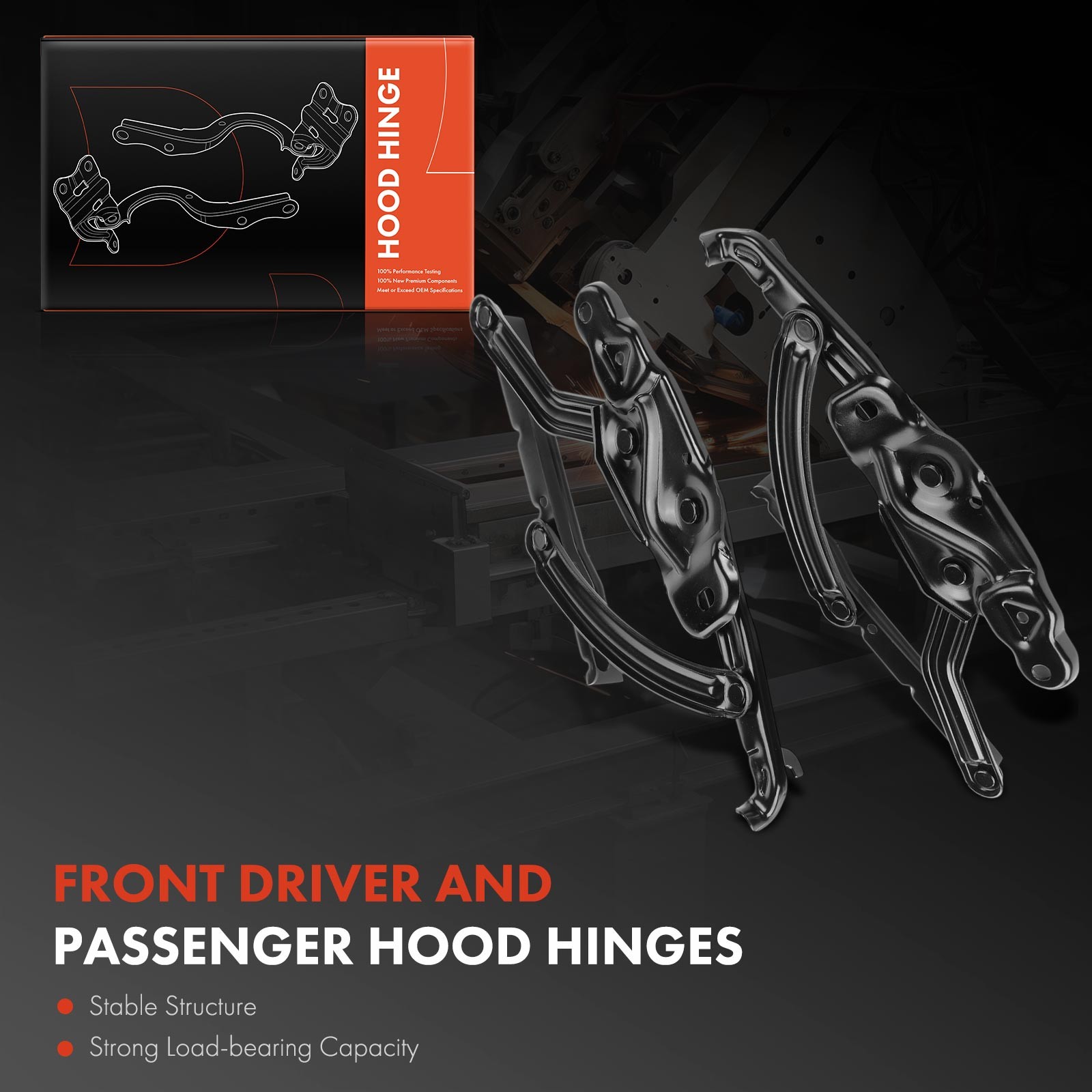 2x Front Hood Hinge for Chevrolet Malibu Impala Chevy II Oldsmobile 442 Pontiac