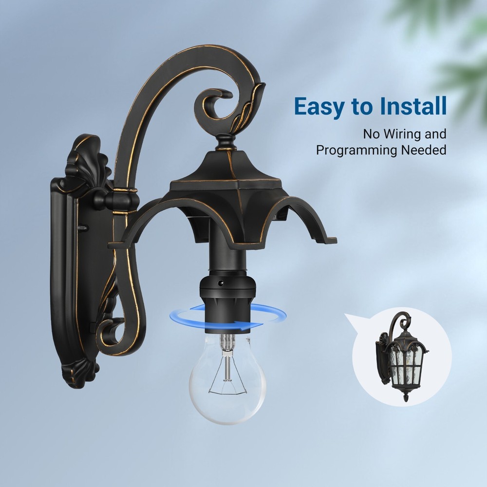 DEWENWIL 6 Pack Dusk to Dawn Light Socket Light Bulb Socket Compatible Black