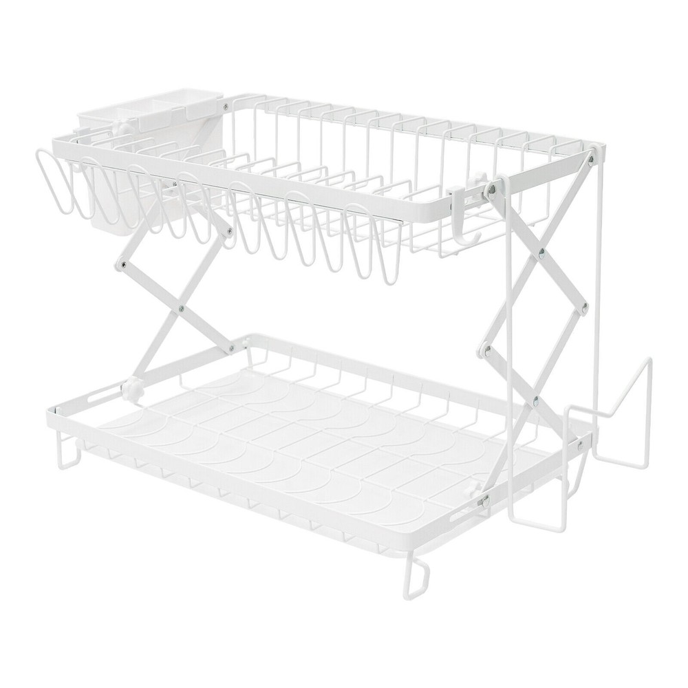 2 Tier Dish Drying Rack for Kitchen, Foldable Dish Drying Rack, Dish Drying Rack