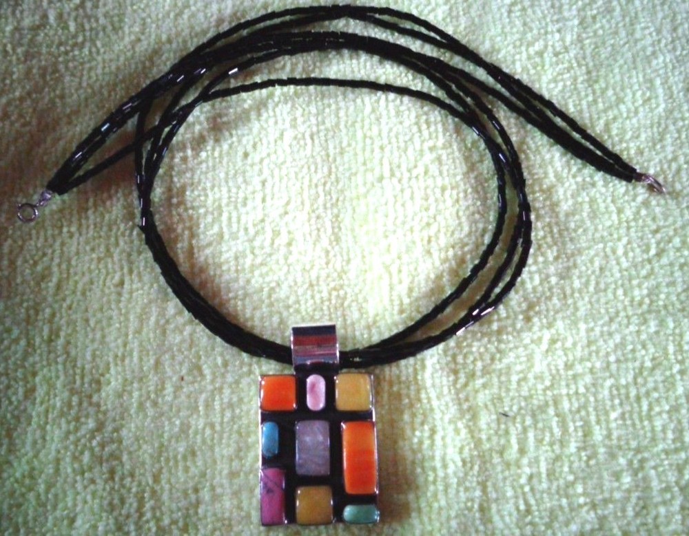 SOUTHWEST STERLING MULTI GEMSTONE PENDANT