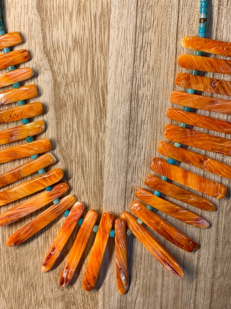 TURQUOISE ~ ORANGE SPINY ~ NECKLACE