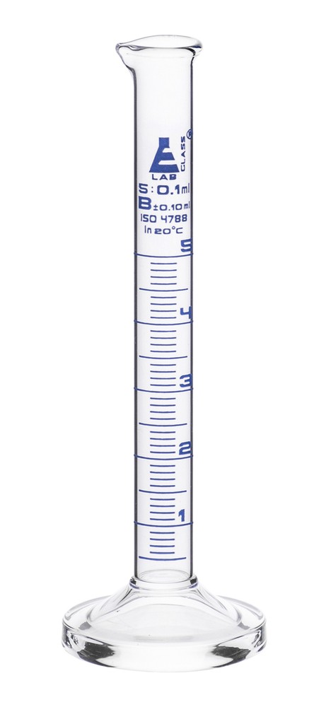 Eisco Labs 5ml Graduated Cylinder, Class B - Blue Graduations, Round Base