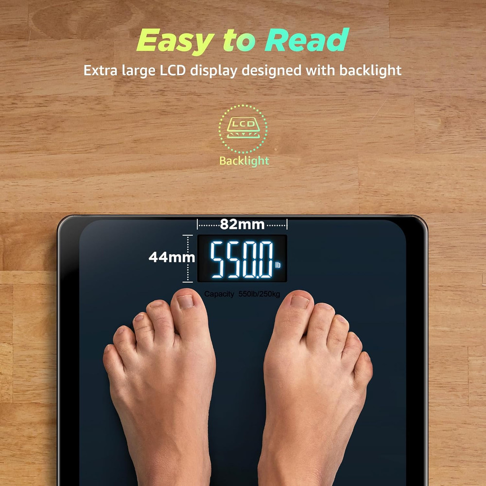 High Capacity Digital Bathroom Scale 550lb 250kg Large LCD Wide Platform