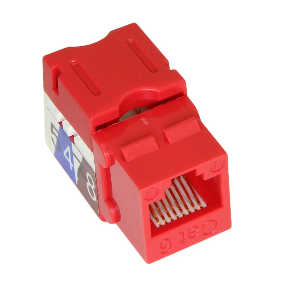 Keystone Jack Insert/Punch-down - Cat 6 RJ45 Networking Red